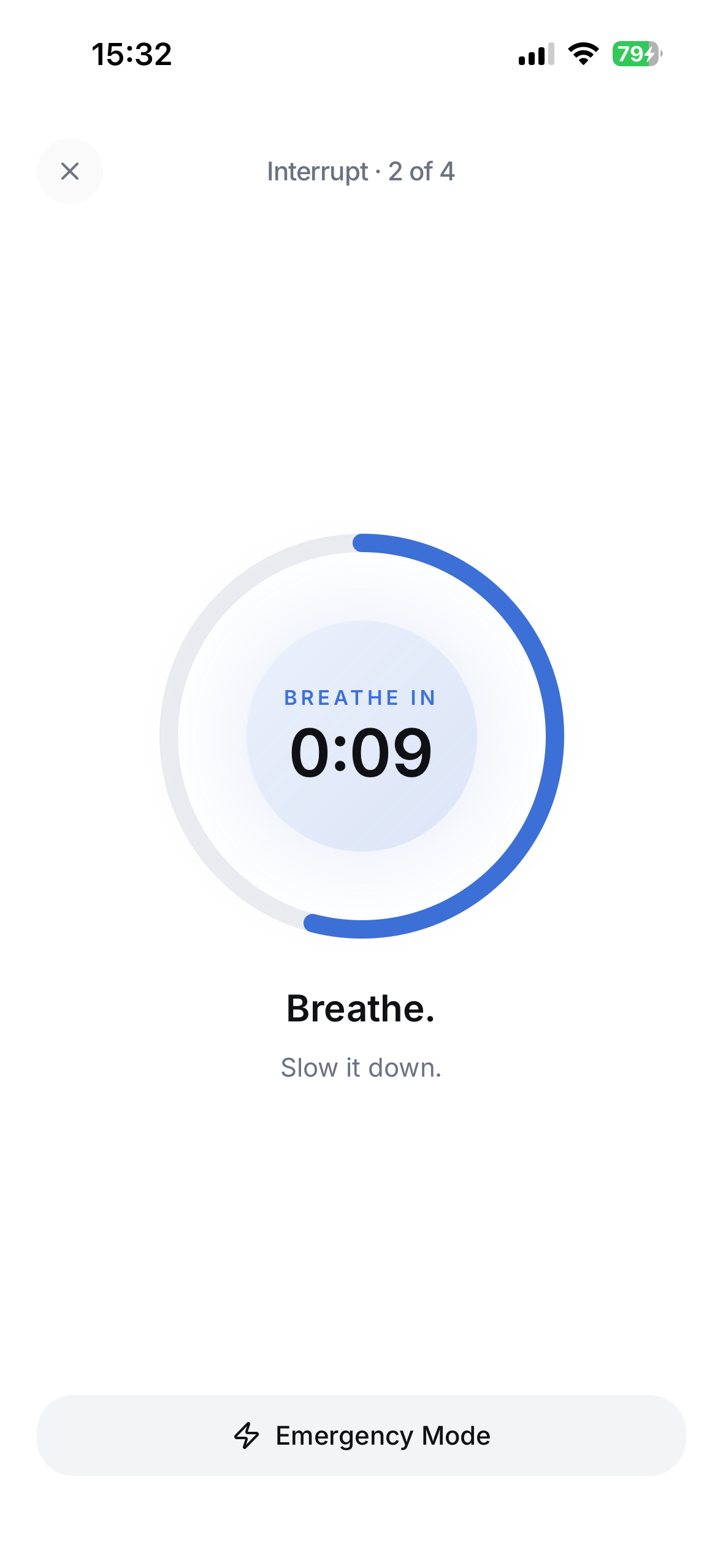 Interrupt breathing screen